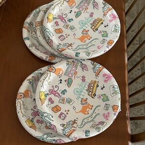 Roller Rabbit 9”… 5 packages of 10 paper plates  in Pastel Multi-Color